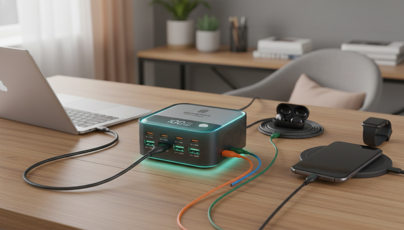 100W 8-Port GaN Desktop Charger w/ Ambient Light
