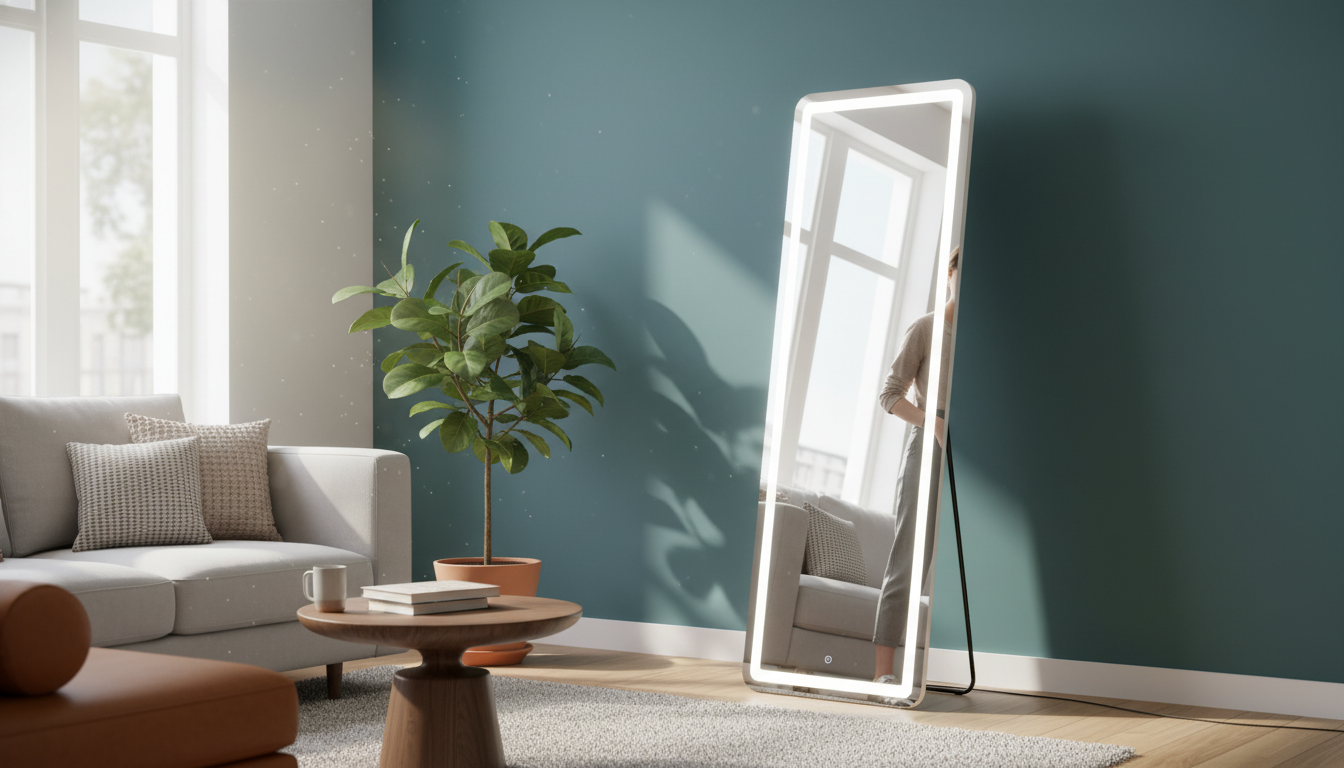 64x21 Full Length LED Mirror: Stand or Wall Mount