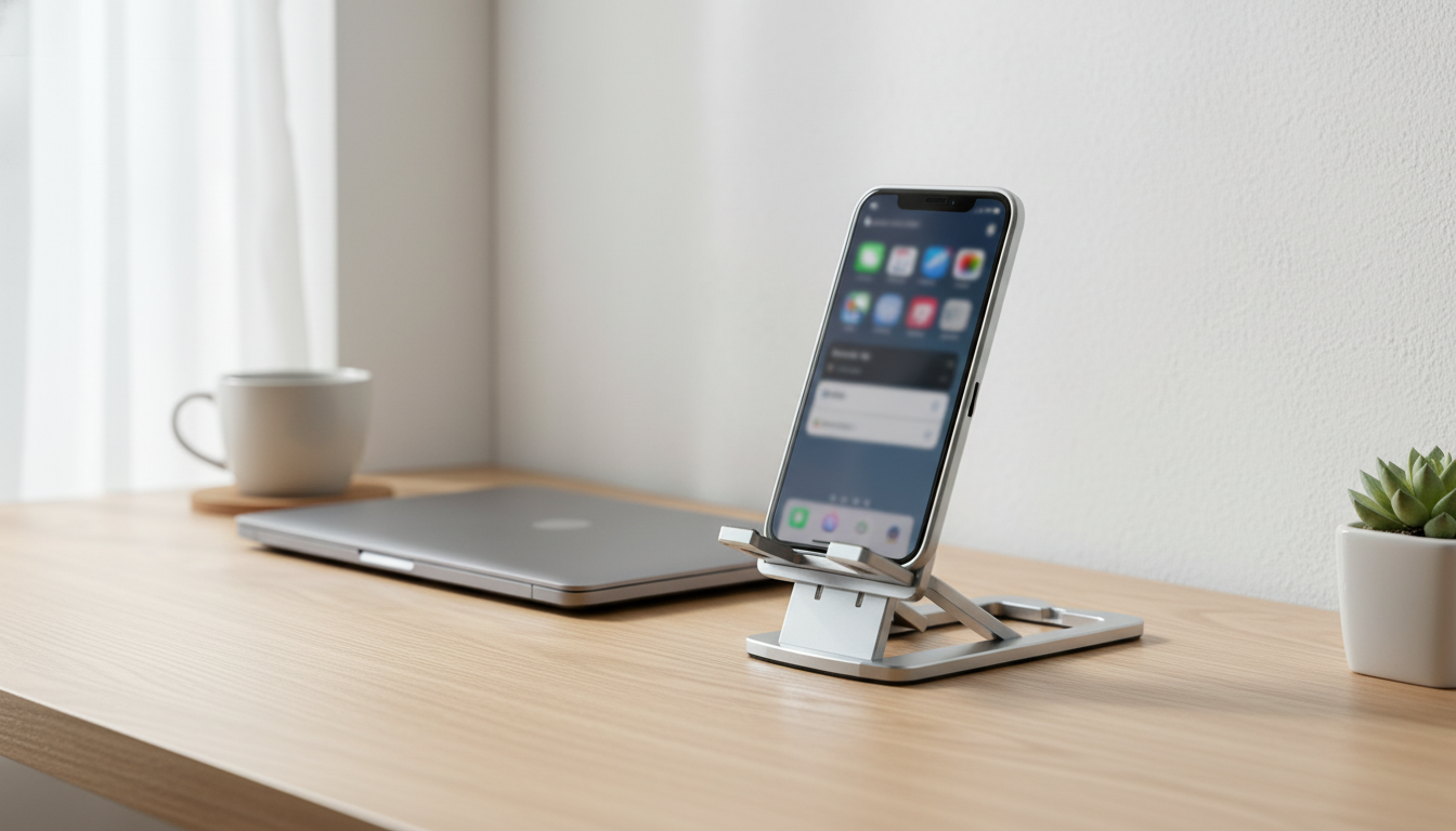 Adjustable Desktop Phone Stand: Height & Angle Comfort