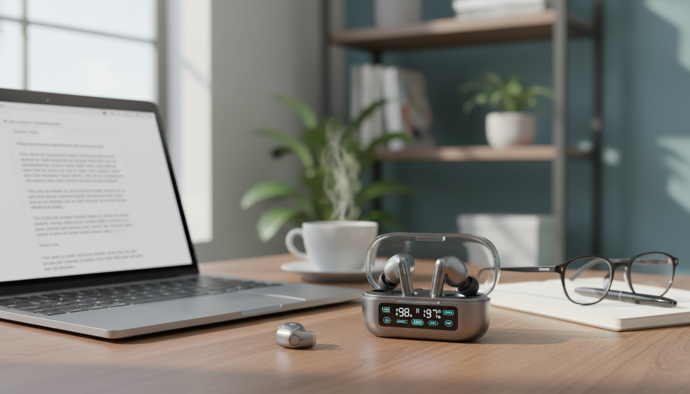 Bluetooth 5.4 Earbuds with ANC, ENC & LED Case Display