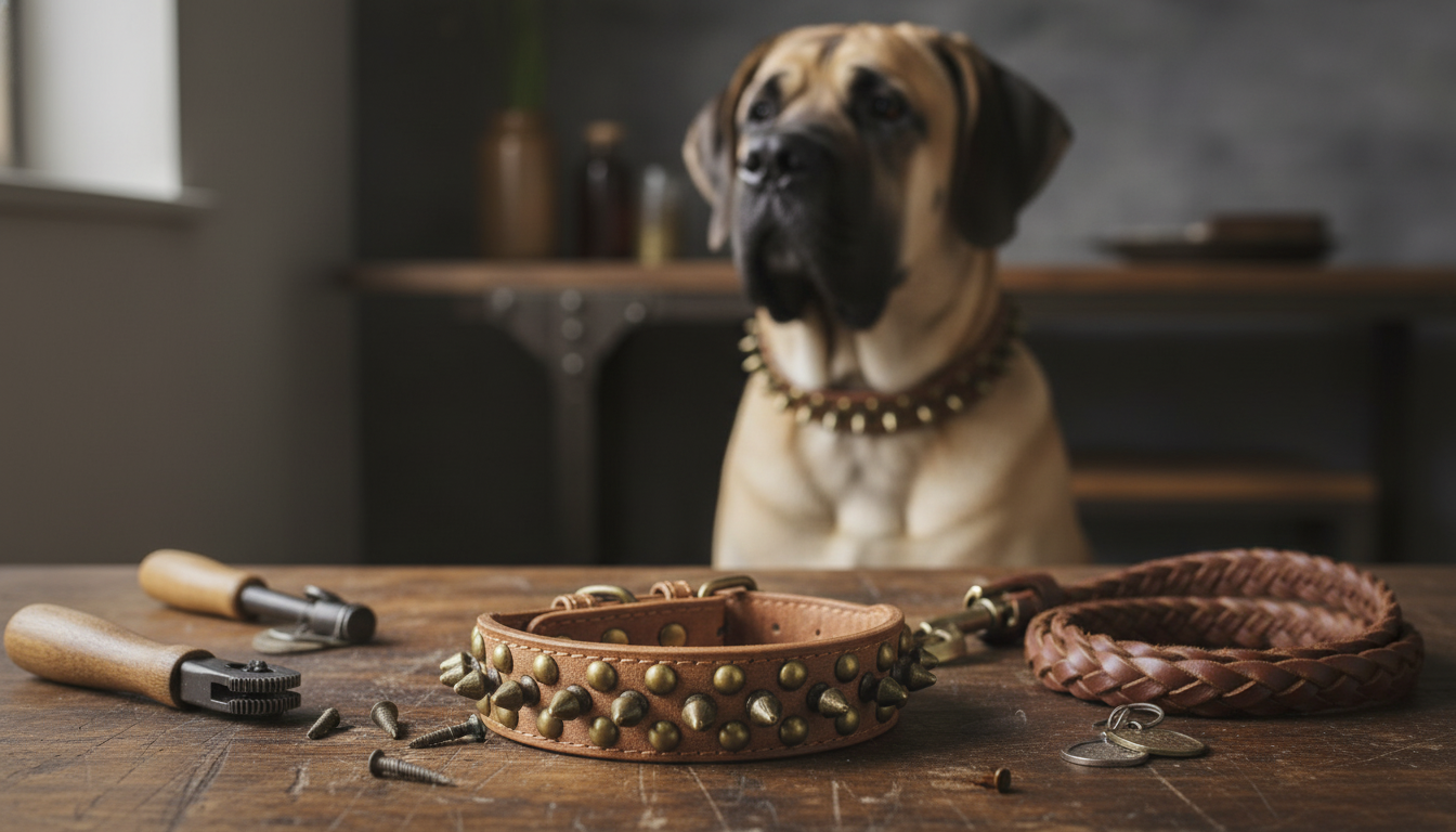 Brass Rivet Heavy-Duty Dog Collar: Vintage, Adjustable