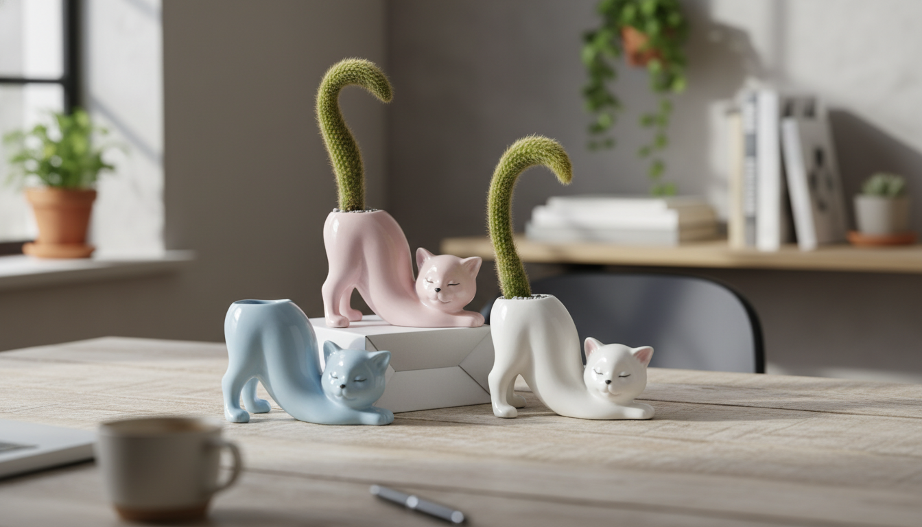 Cartoon Cat Tail Vase: Cute Mini Pot for Small Spaces