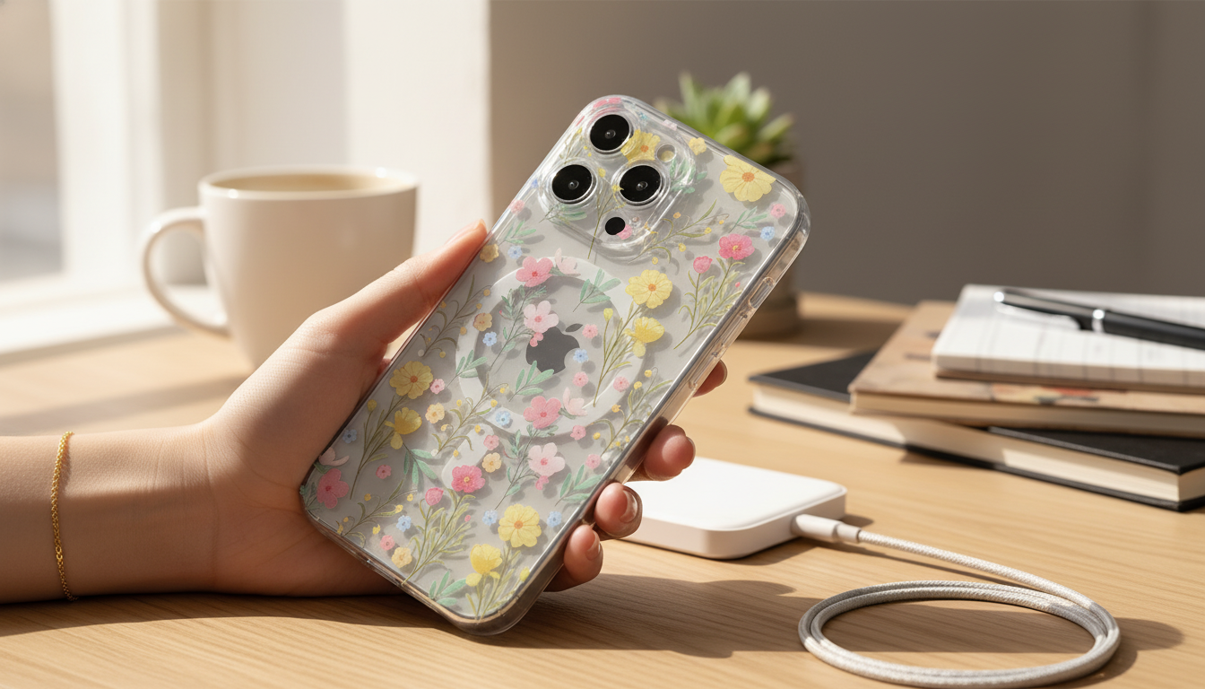 Clear Floral MagSafe iPhone Case: Shockproof + Wireless