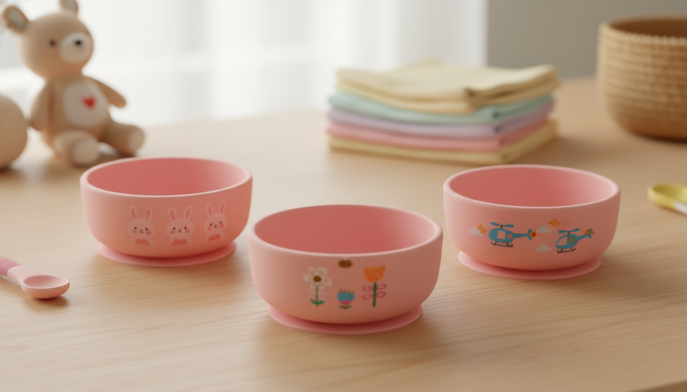 Cute Silicone Baby Bowl: Flower, Rabbit & Helicopter