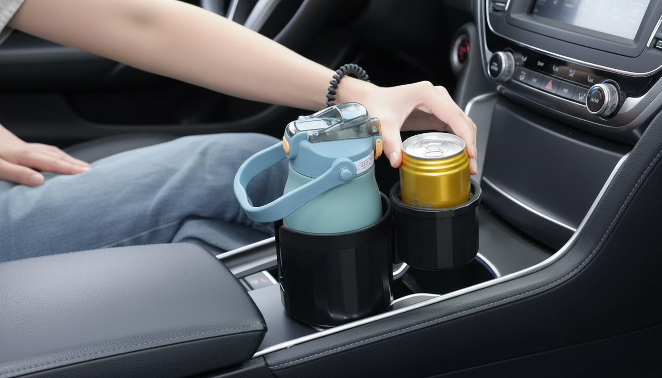 Dual Cup Car Drink Holder: Adjustable Anti-Spill Fit