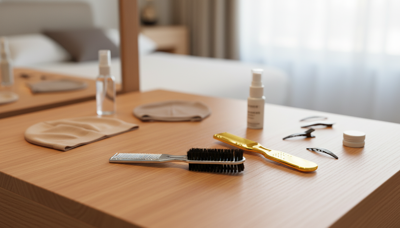 Dual-Head Travel Wig Brush & Comb for Easy Detangling