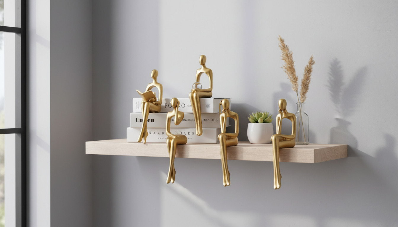 Golden Abstract Resin Figure for Minimalist Shelves