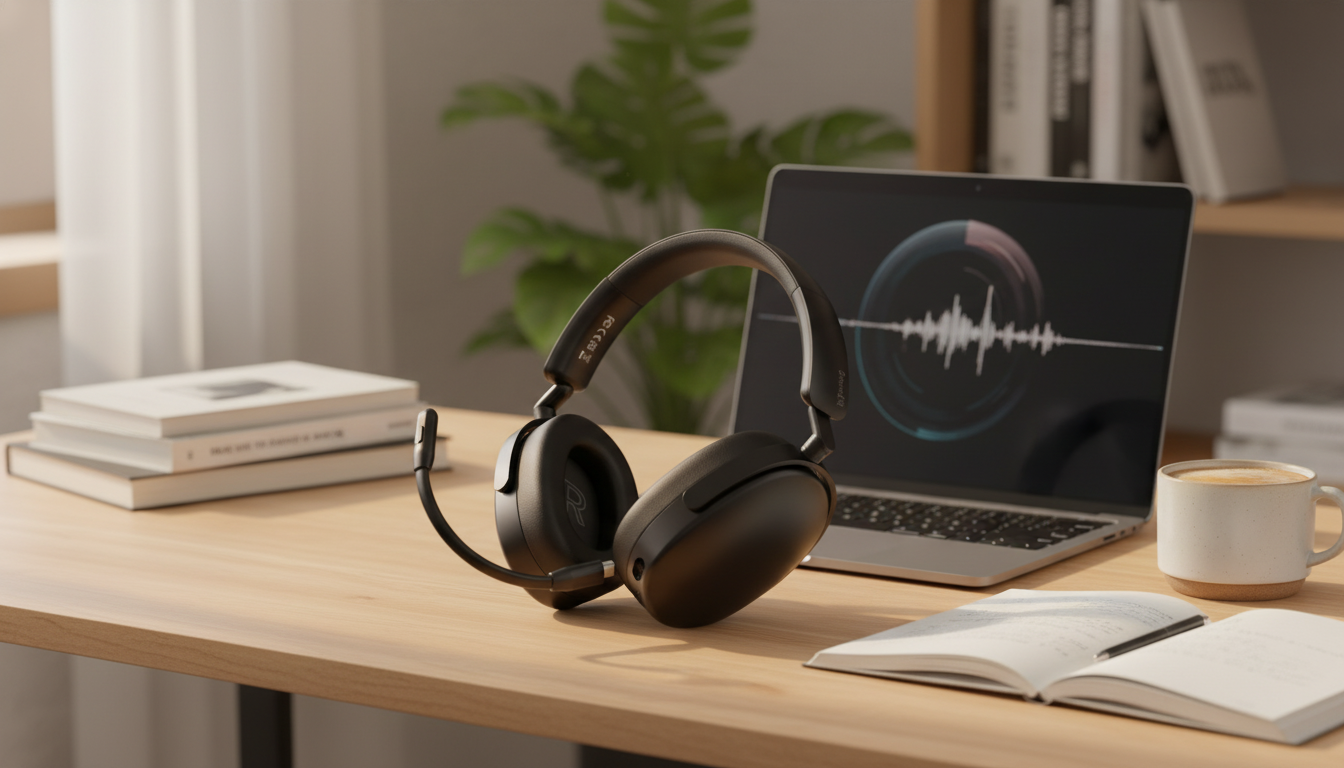 Hybrid ANC Wireless Over-Ear Headset With AI Mic