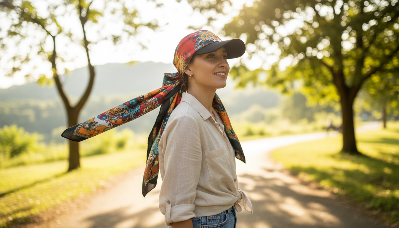 Printed Sunshade Scarf Baseball Cap for Outdoor Comfort