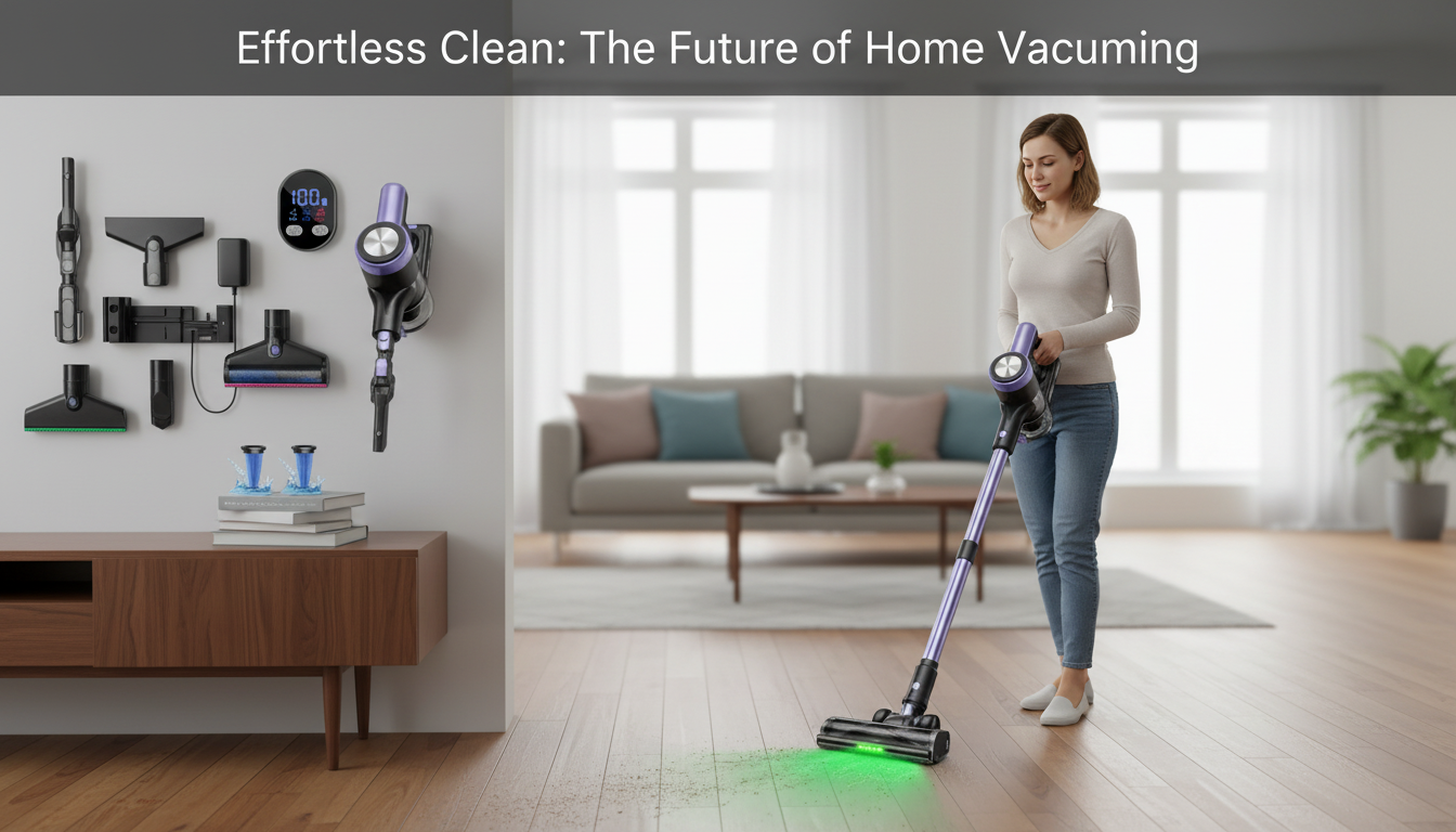Self-Standing Cordless Vacuum: 60-Min Runtime, 500W