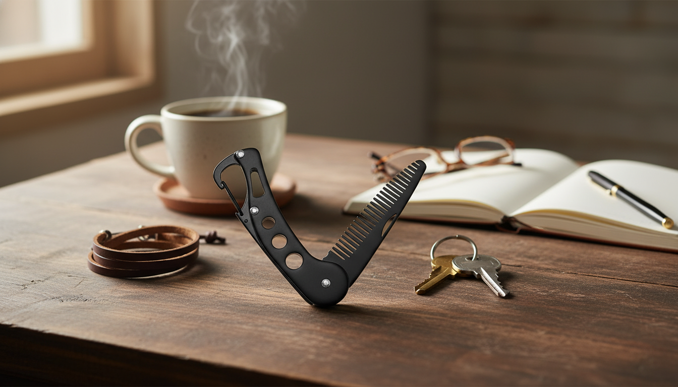 Keychain Stainless Steel Beard Comb for Quick Touch-Ups