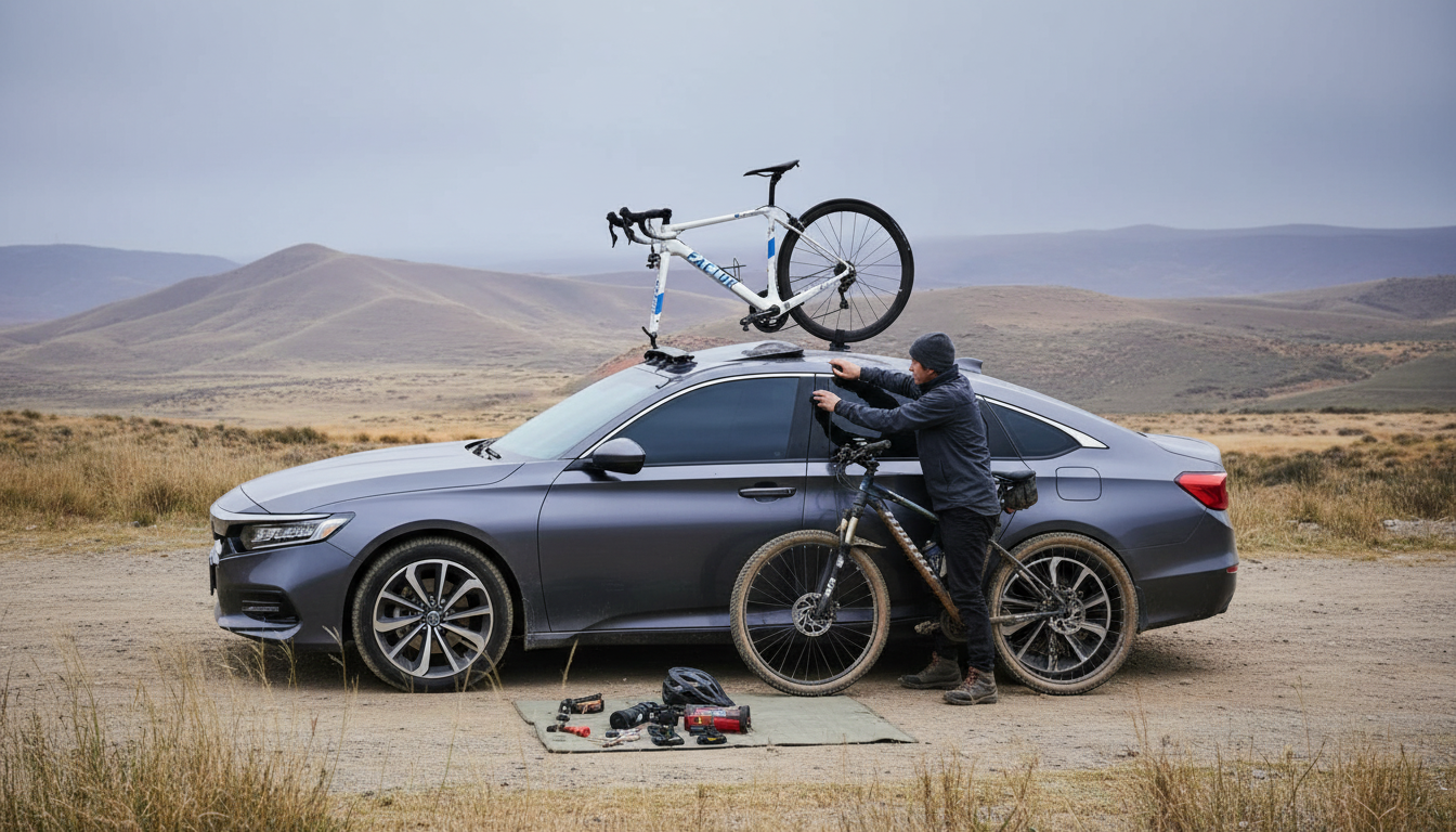 Suction Roof Bike Carrier Setup for MTB & Road Bikes