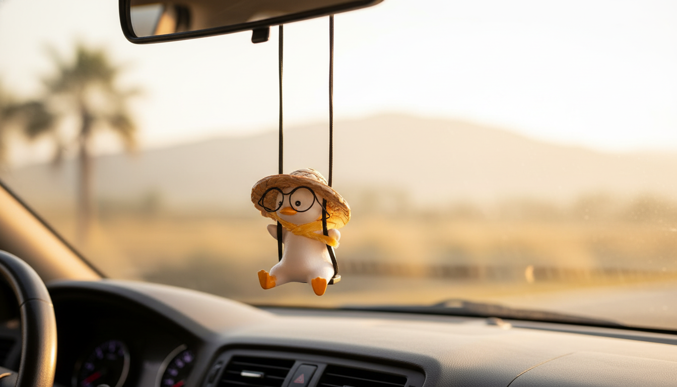 Swinging Duck Car Pendant With Glasses for Holiday Cheer