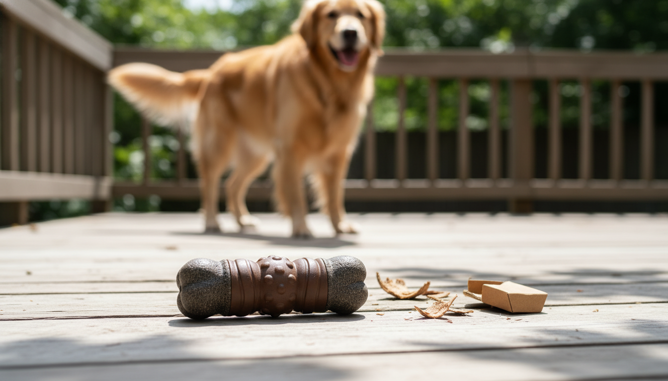 Tough Squeaky Wooden Bone Chew Toy for Large Dogs