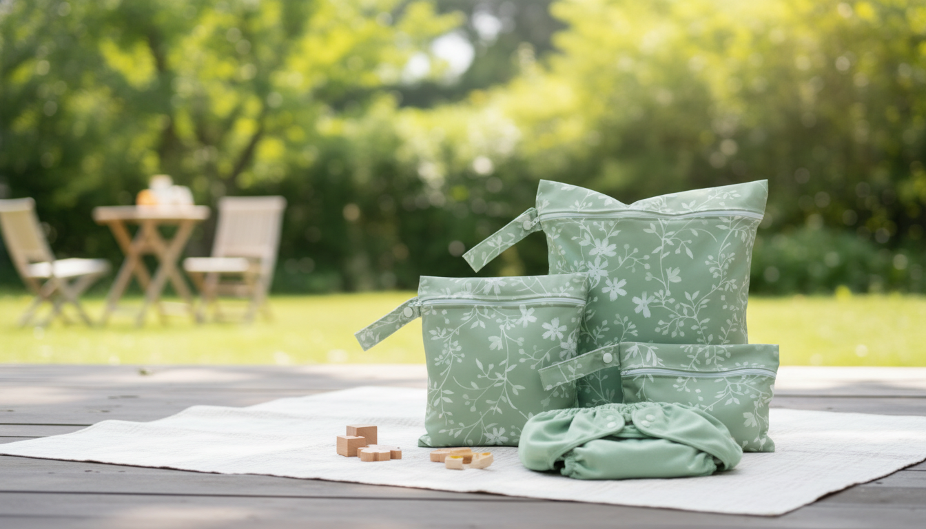 Travel Diapering Kit: Waterproof Cover + 2 Zipper Wet Bags