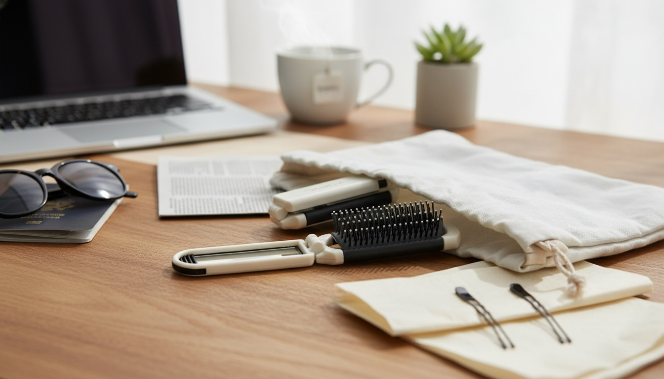 Travel Folding Comb with Mirror for Wig Touch-Ups