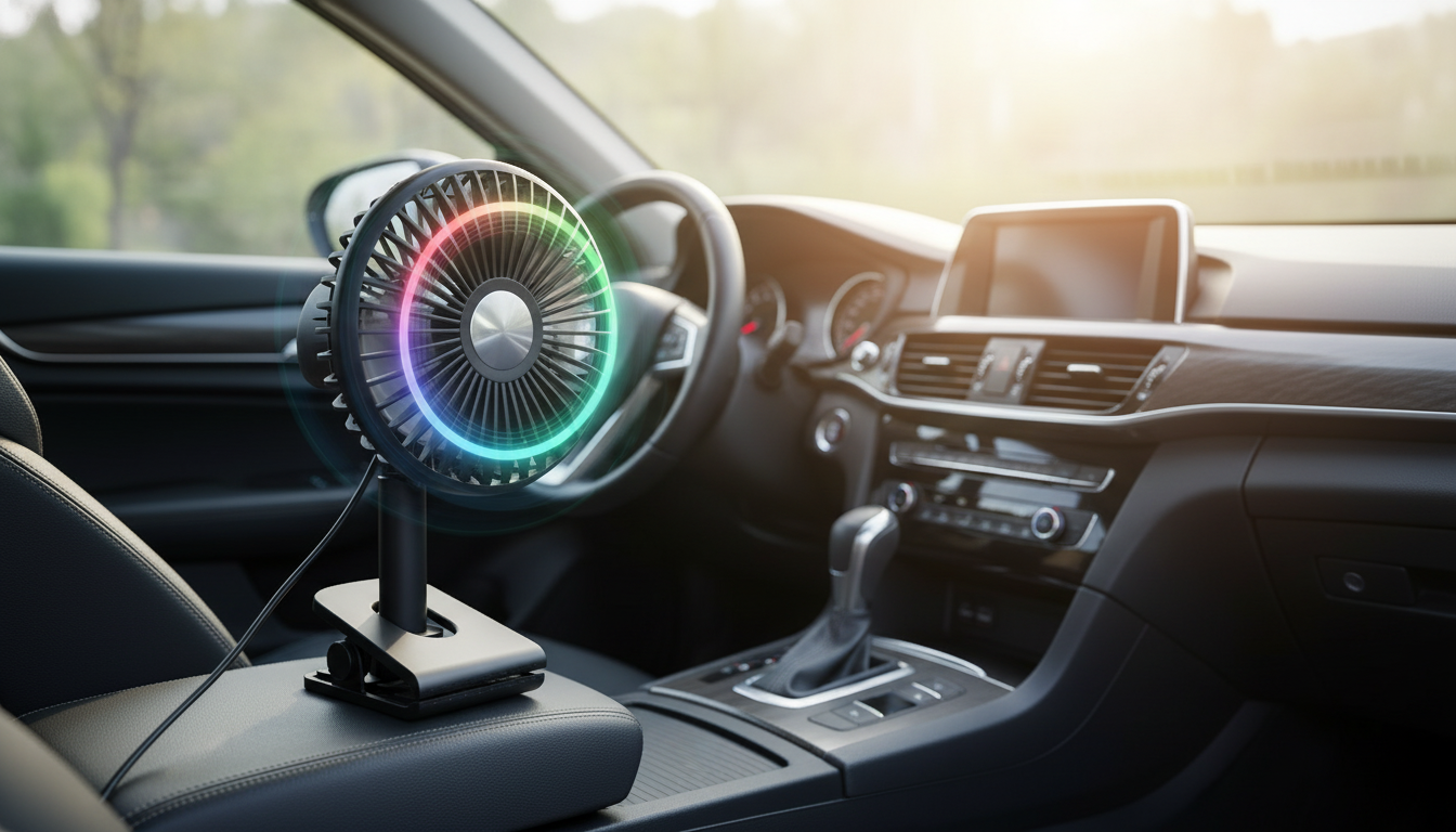 Cool Any Seat: USB Rechargeable Car Fan w/ RGB + 360°
